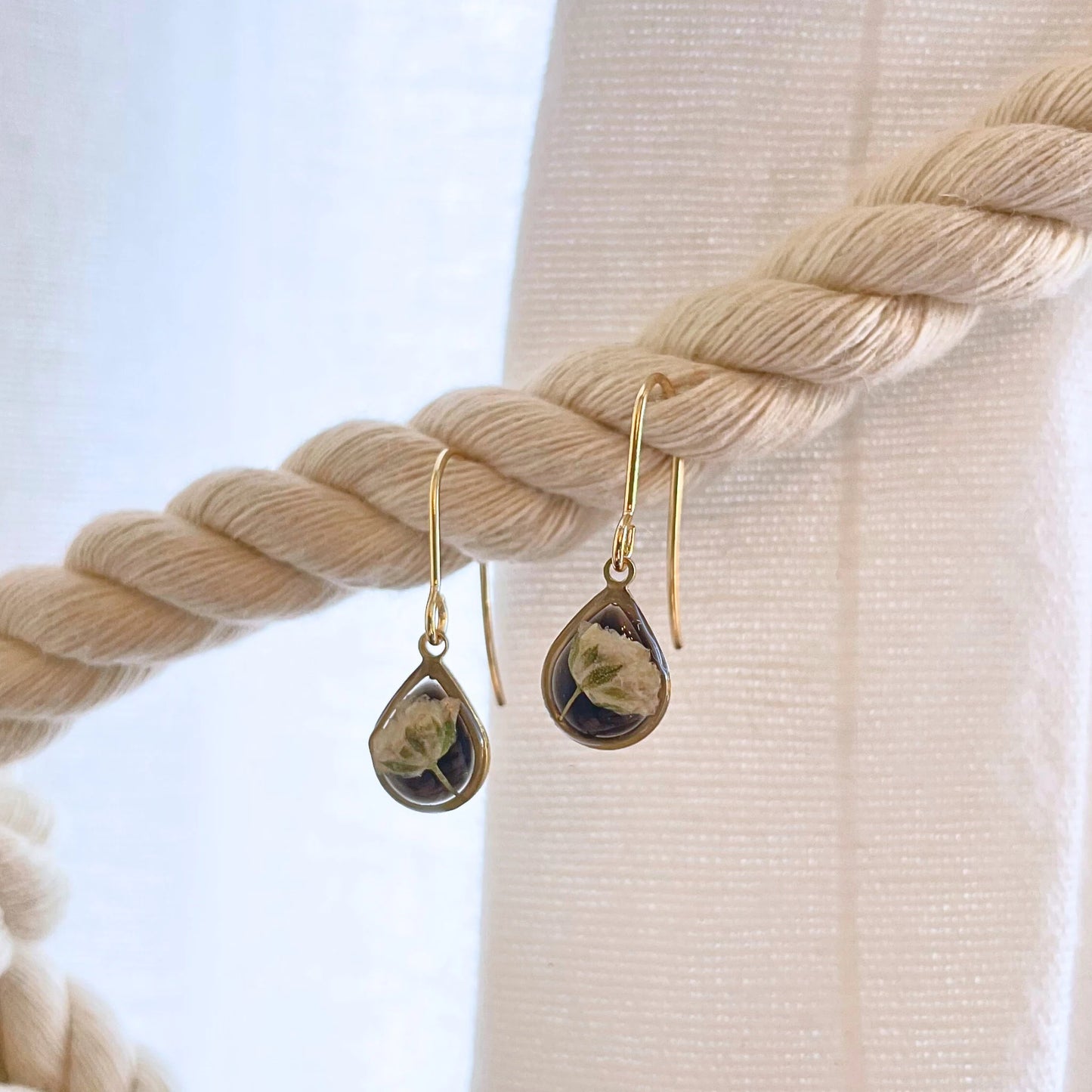 Baby's Breath Teardrop Charm Earrings
