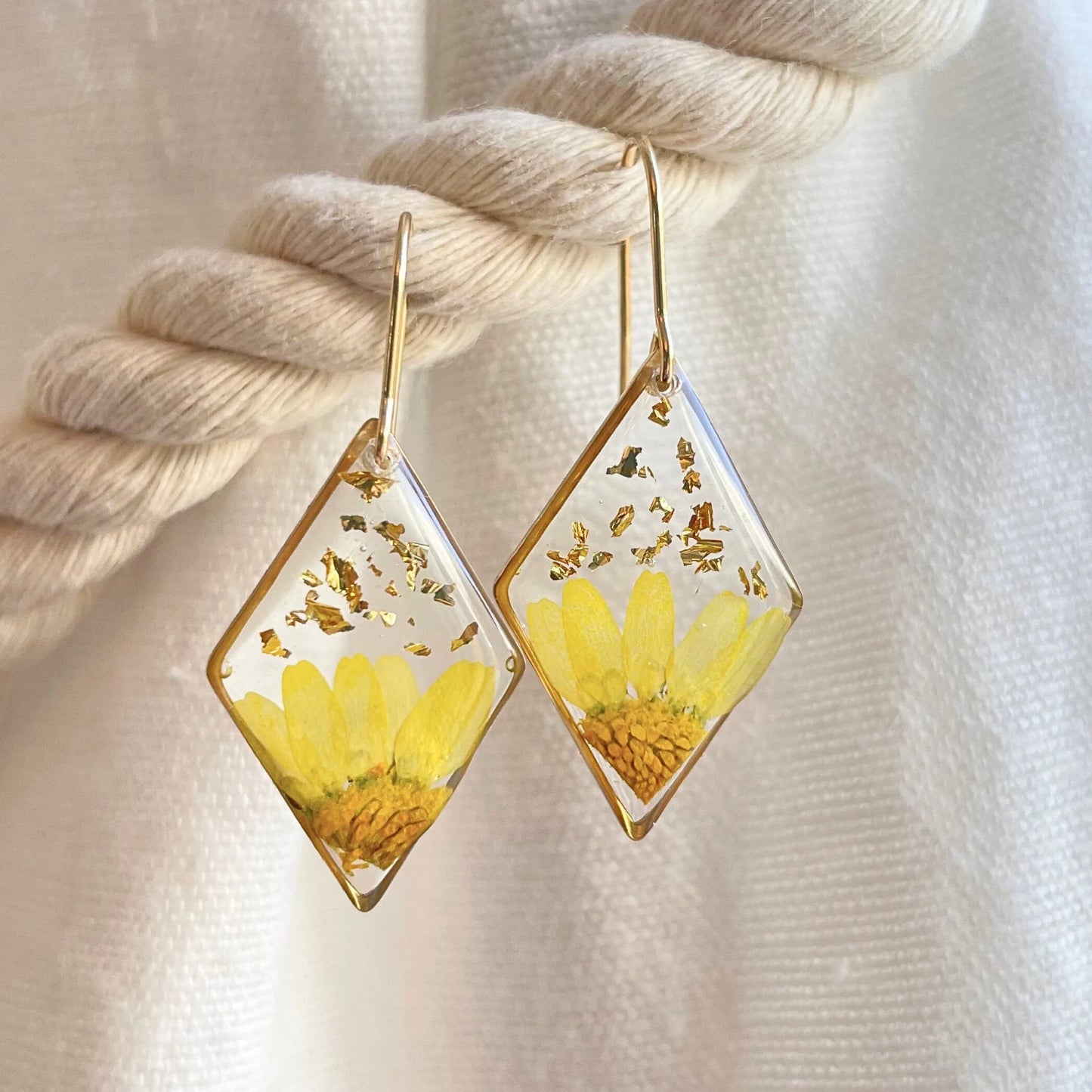 Yellow Daisy Drop Earrings