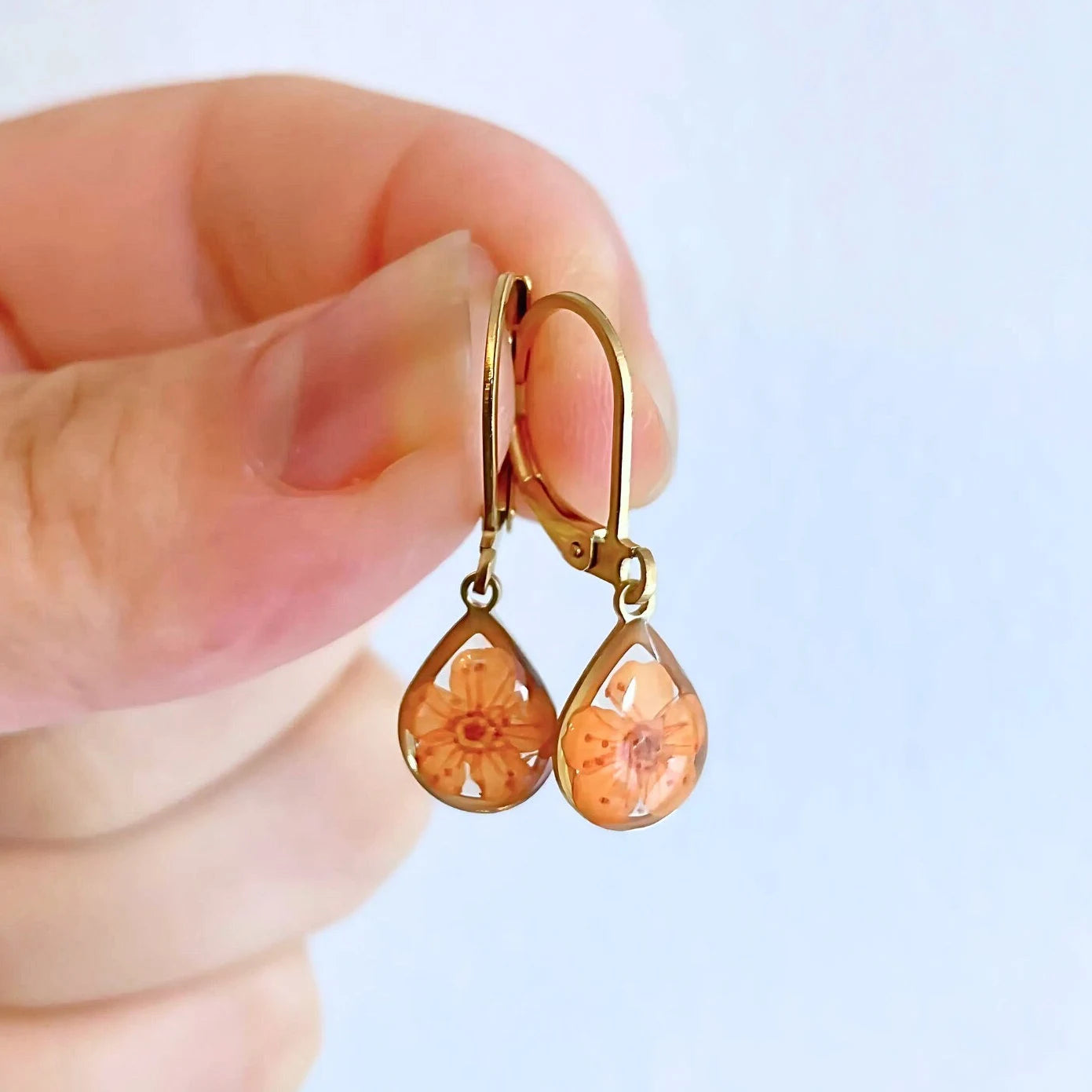 Orange Blossom Teardrop Charm Earrings