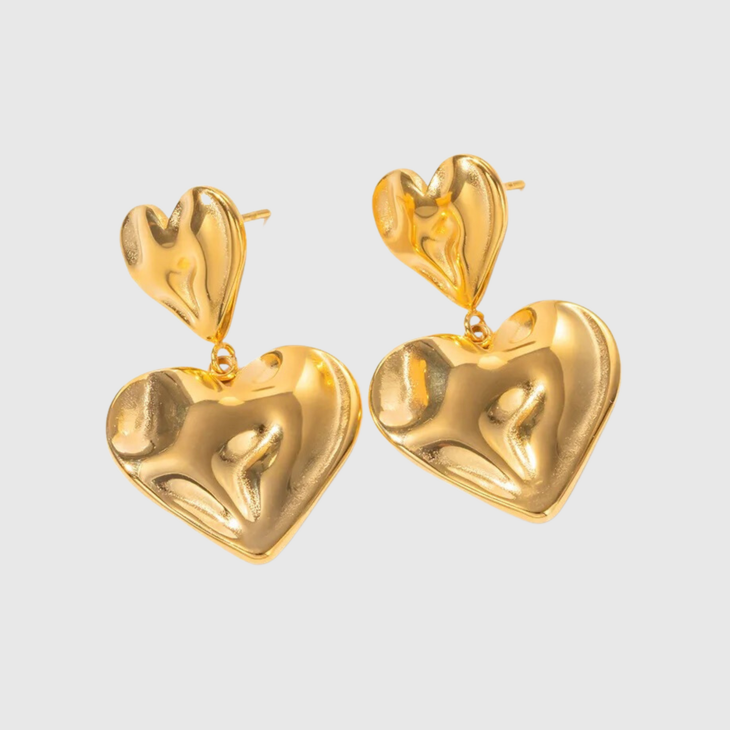 Double Heart Long Earrings