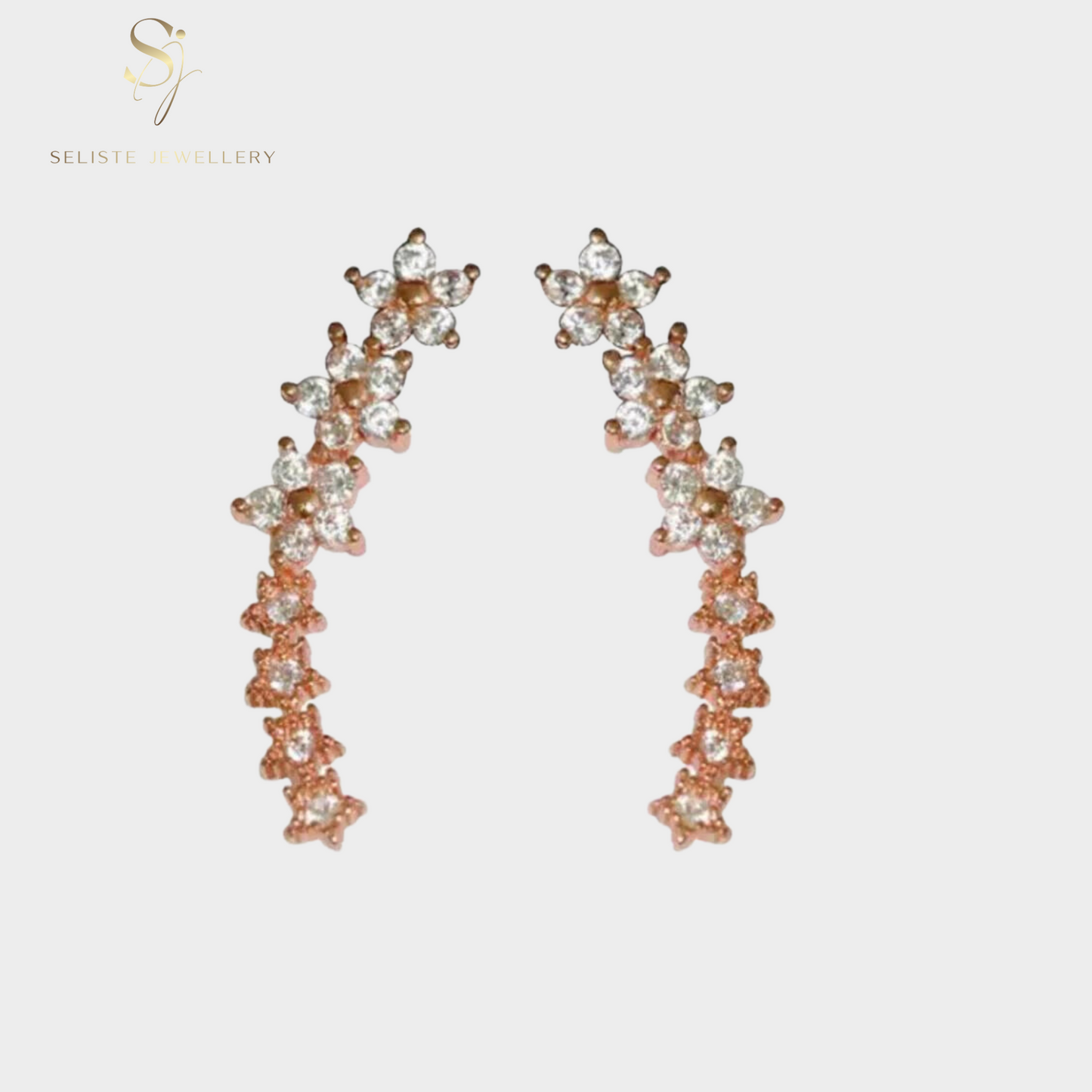 Dainty Crystal Flower Ear Climbers