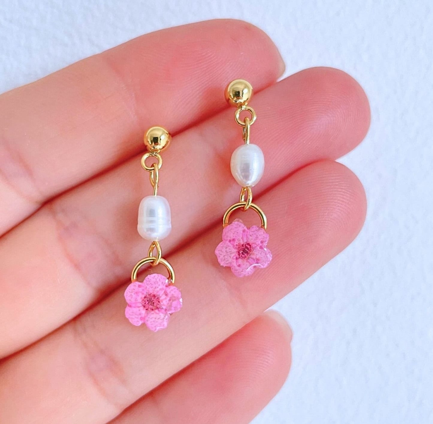 Pink Blossom Circle Earrings