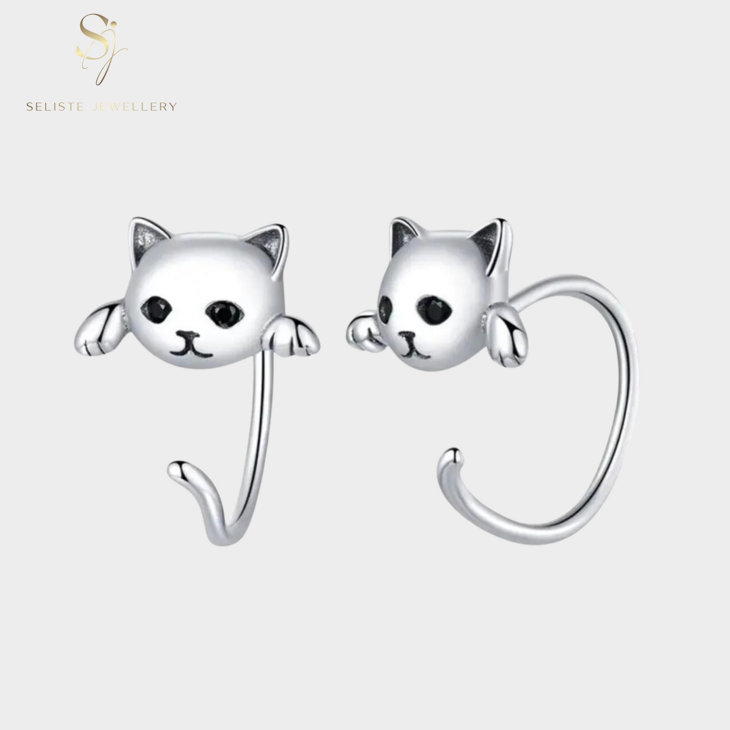 Cat Hanging Hoop Earrings