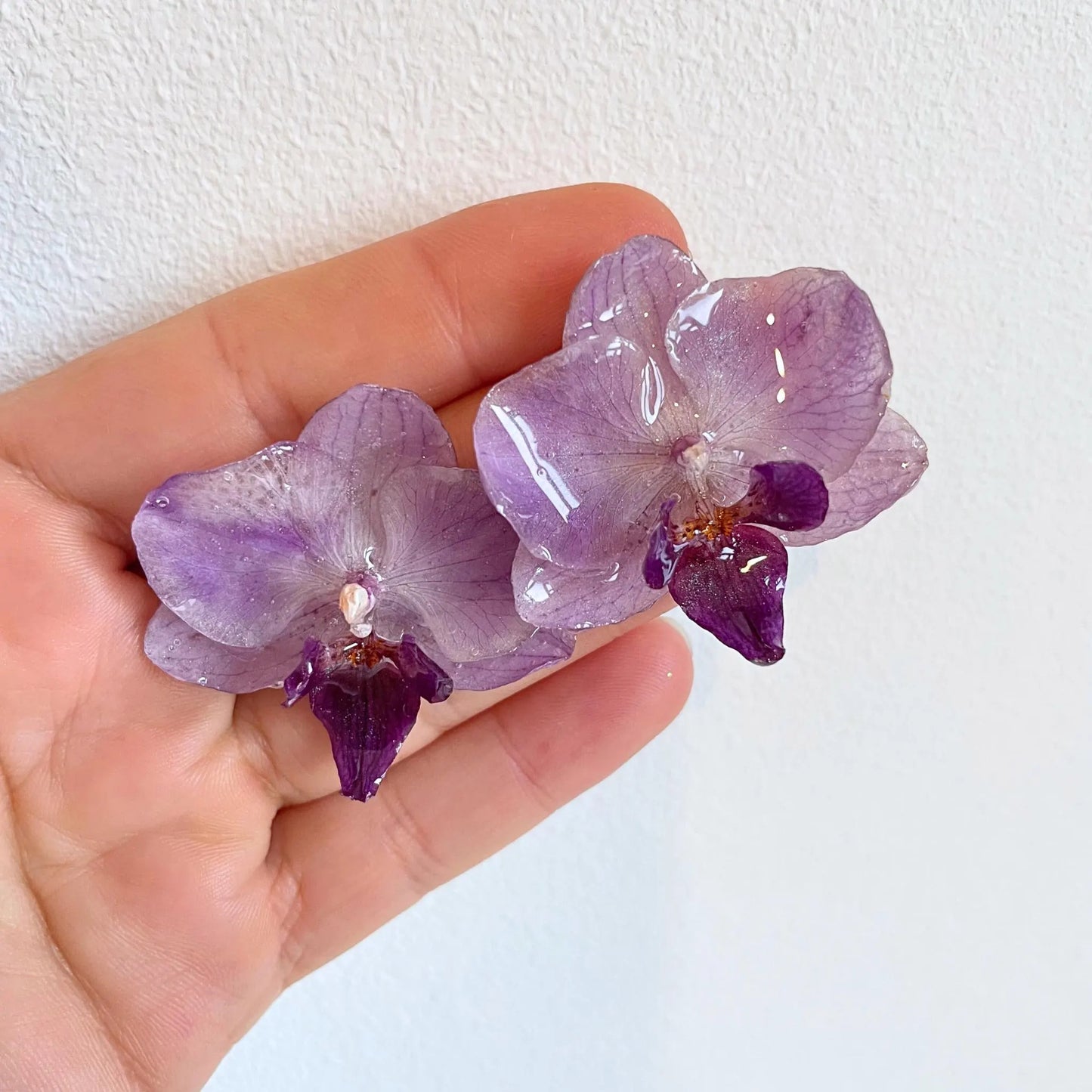 Mini Real Purple Orchid Earrings