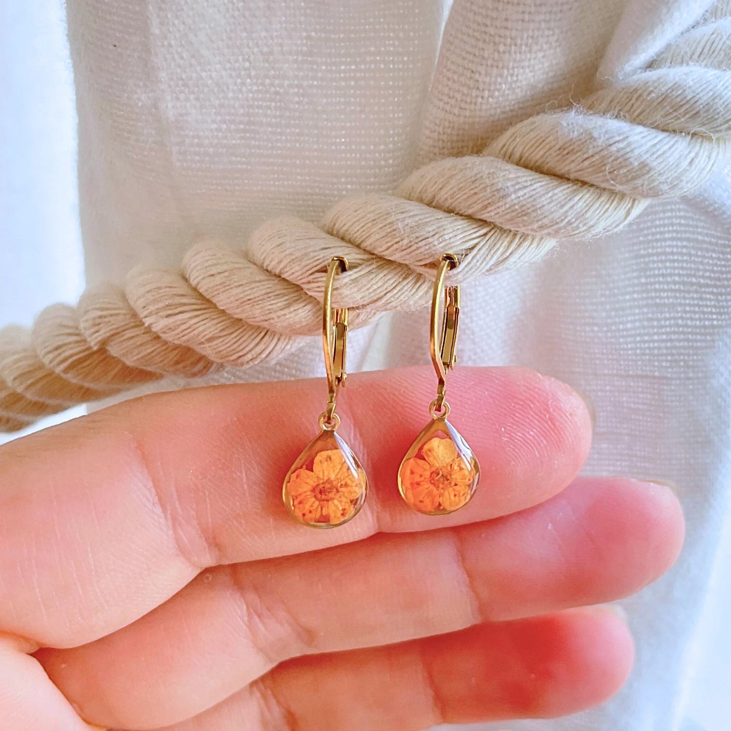 Orange Blossom Teardrop Charm Earrings