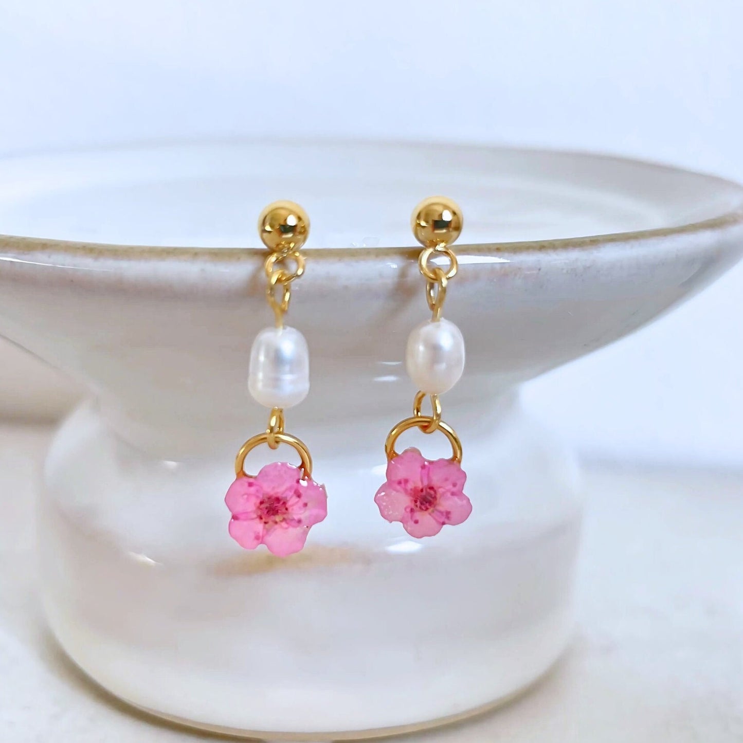 Pink Blossom Circle Earrings