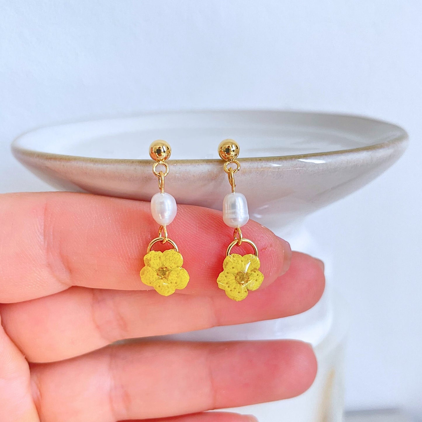 Yellow Blossom Pearl Earrings