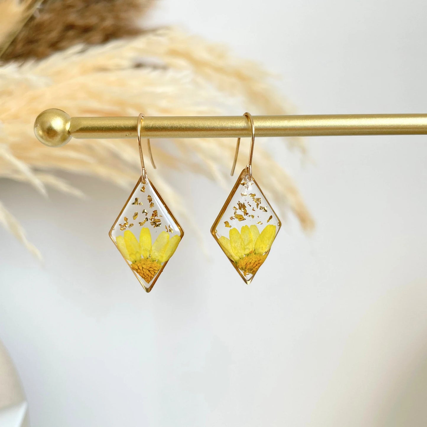 Yellow Daisy Drop Earrings