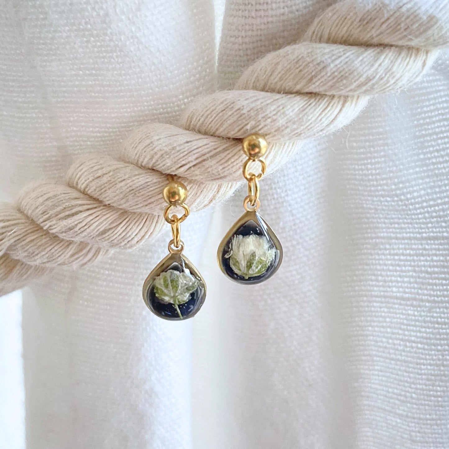 Baby's Breath Teardrop Charm Earrings