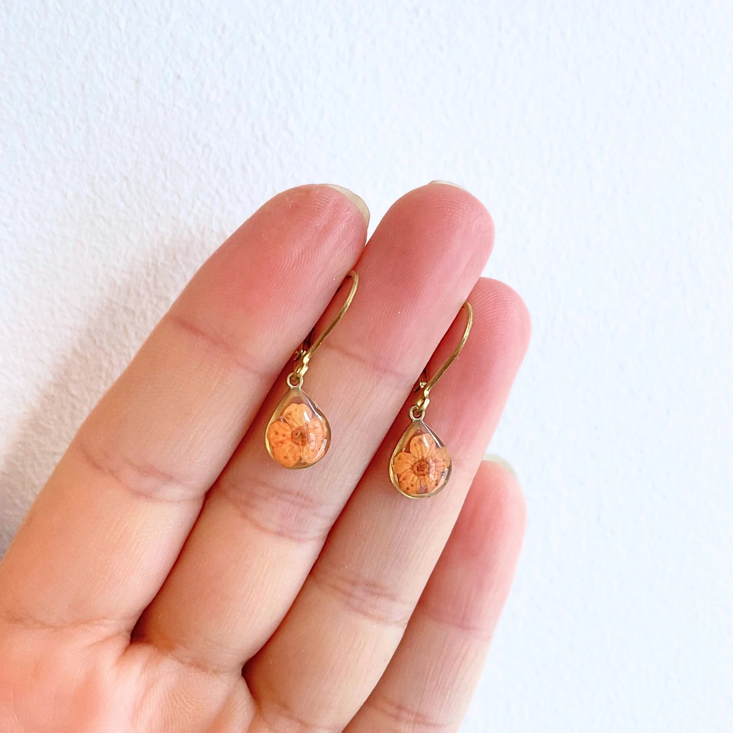 Orange Blossom Teardrop Charm Earrings