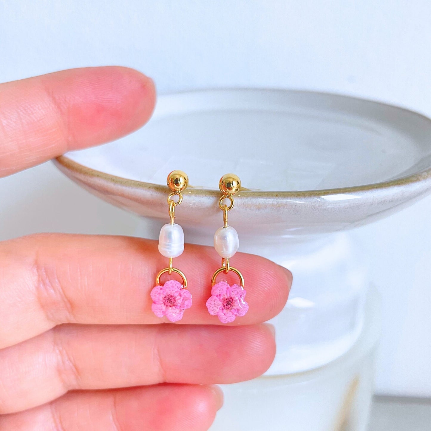 Pink Blossom Circle Earrings
