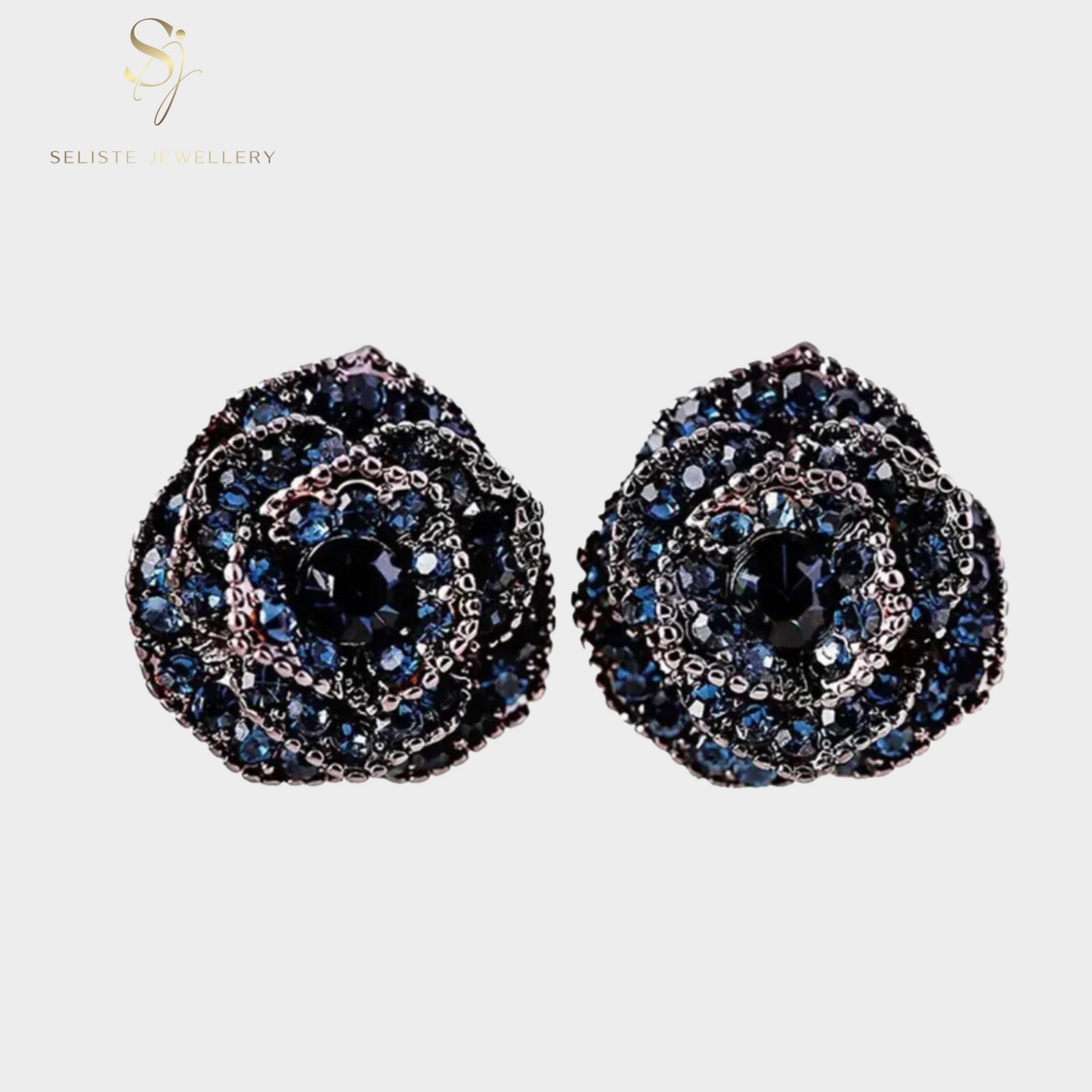 Blue Sapphire Flower Earrings