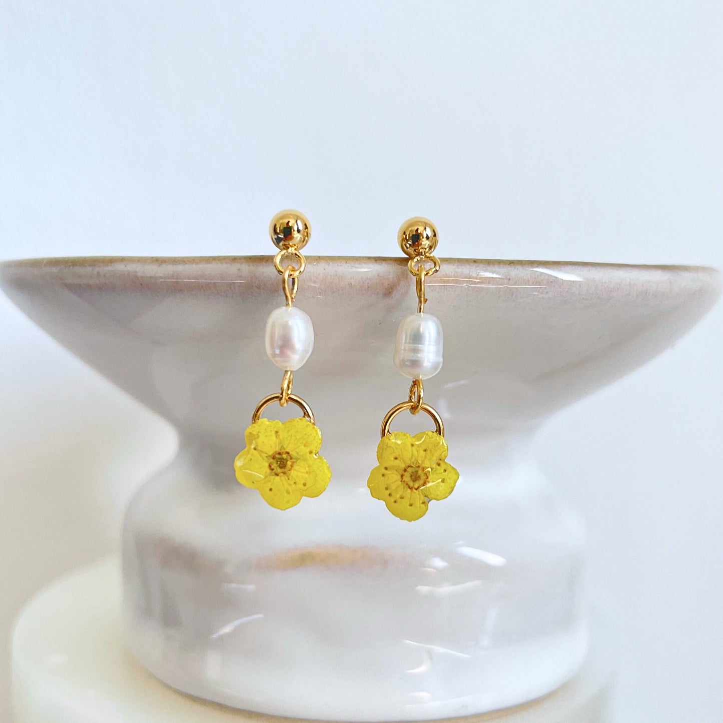 Yellow Blossom Pearl Earrings