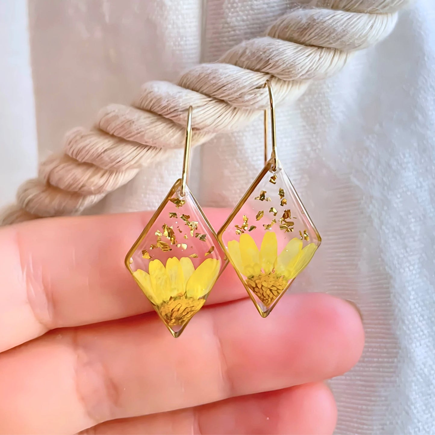 Yellow Daisy Drop Earrings