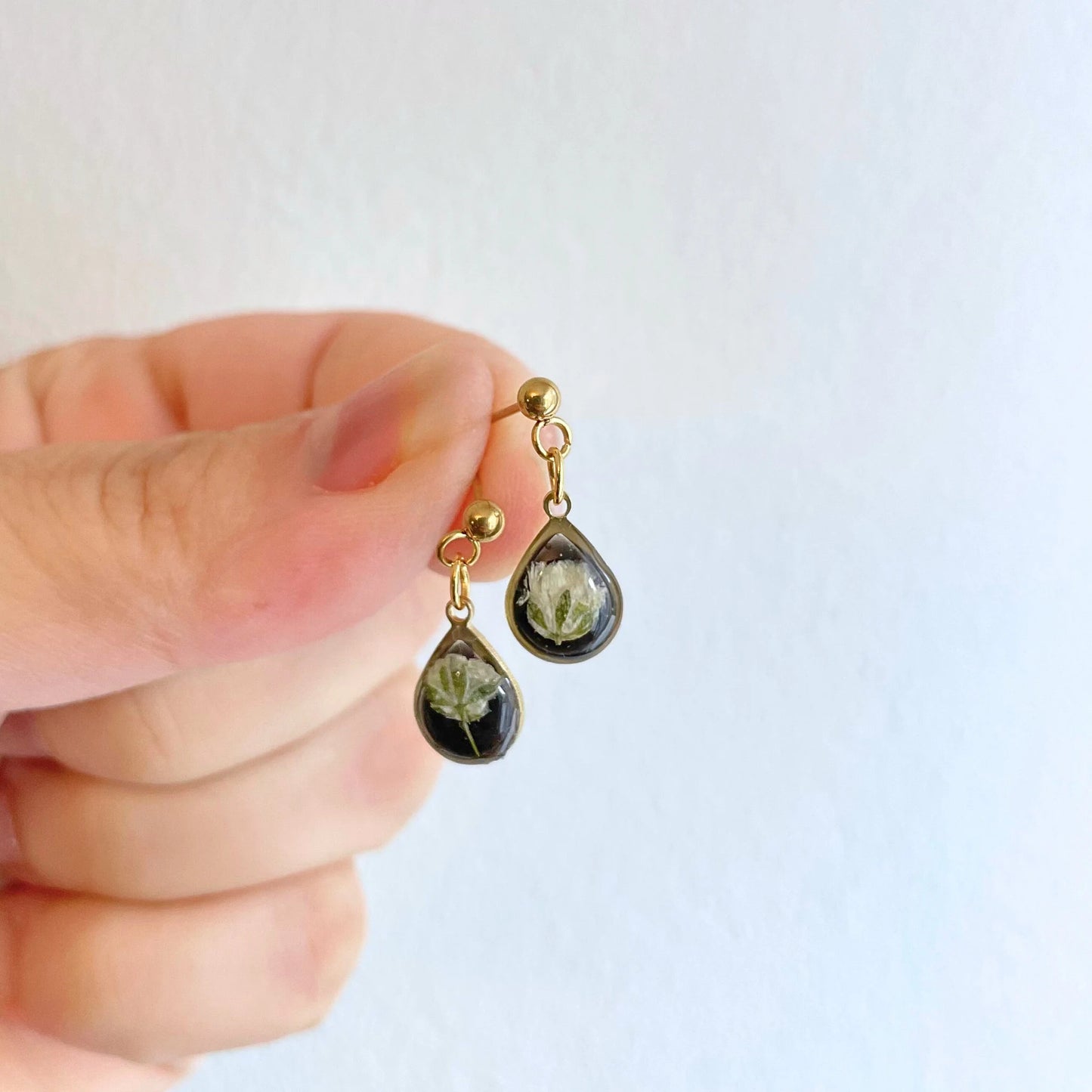 Baby's Breath Teardrop Charm Earrings