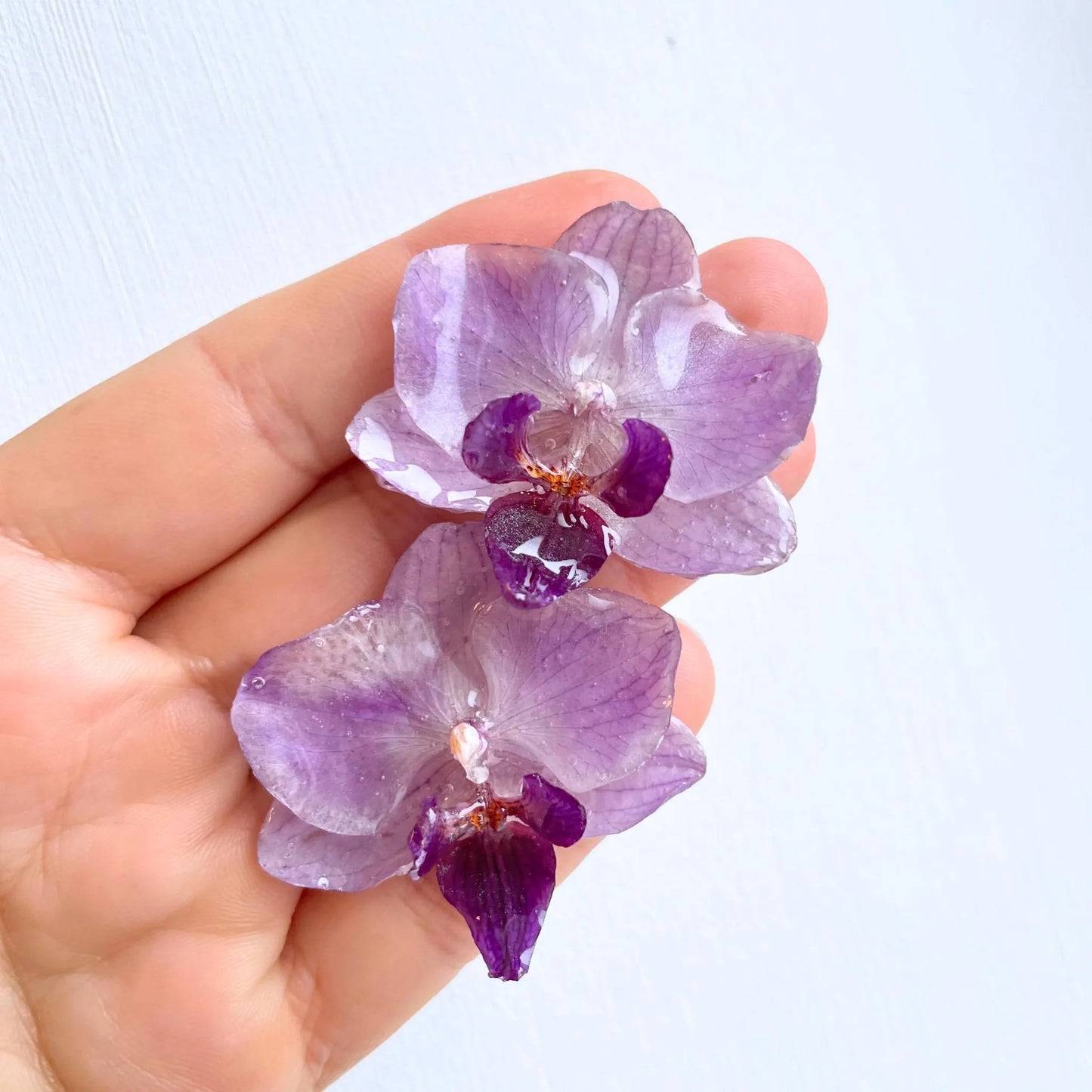Mini Real Purple Orchid Earrings