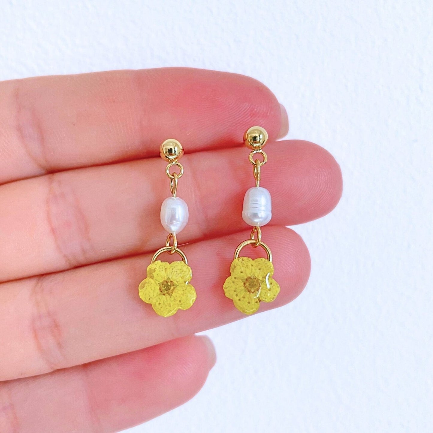 Yellow Blossom Pearl Earrings