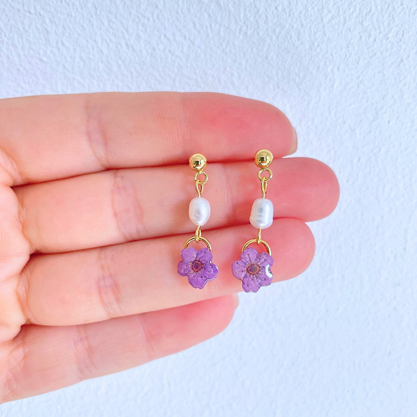 Purple Blossom Pearl Earrings