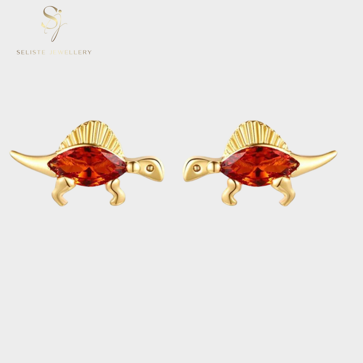 Tiny Red Spinosaurus Earrings