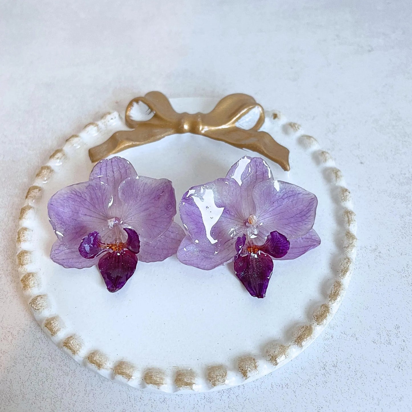 Mini Real Purple Orchid Earrings