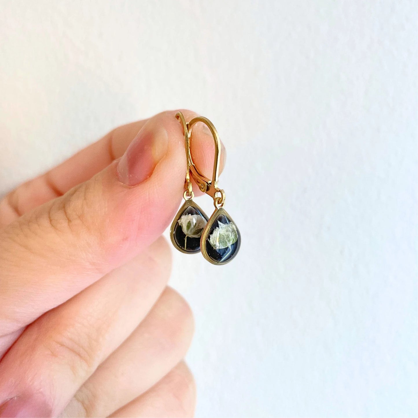 Baby's Breath Teardrop Charm Earrings