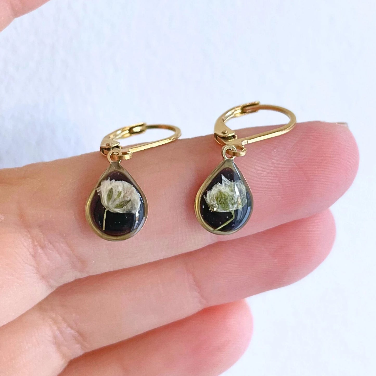 Baby's Breath Teardrop Charm Earrings