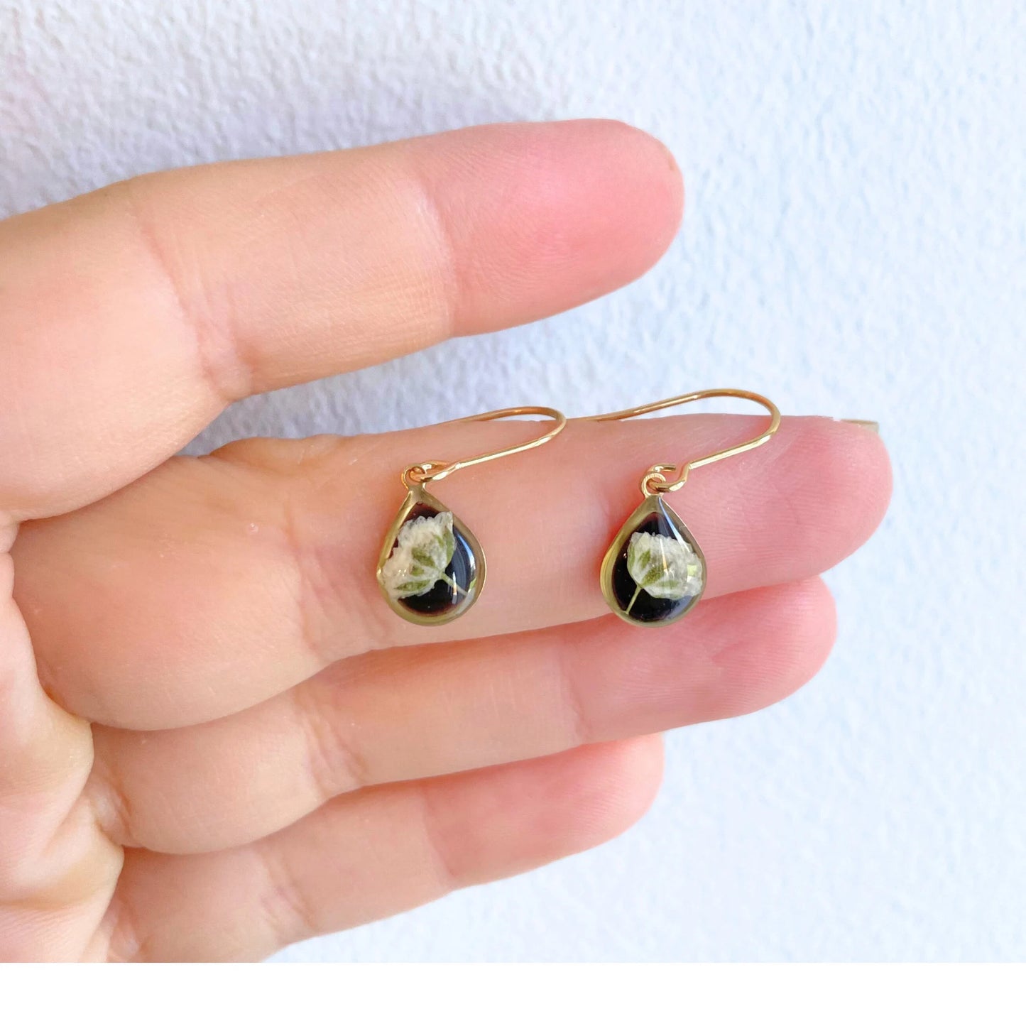 Baby's Breath Teardrop Charm Earrings