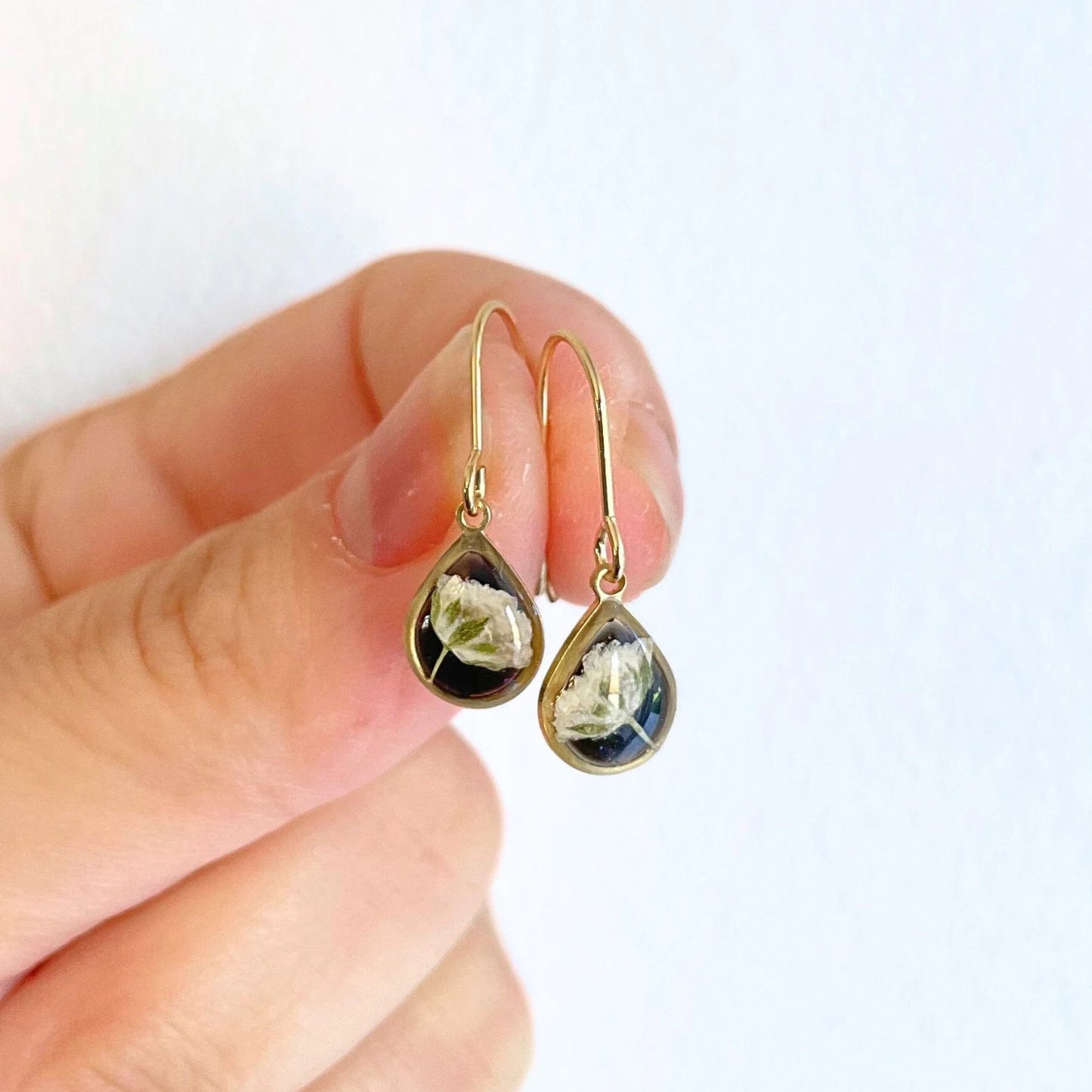 Baby's Breath Teardrop Charm Earrings