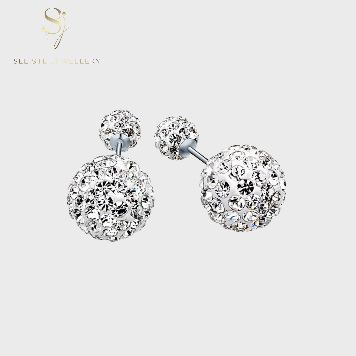 Double Ball Crystal Jacket Earrings
