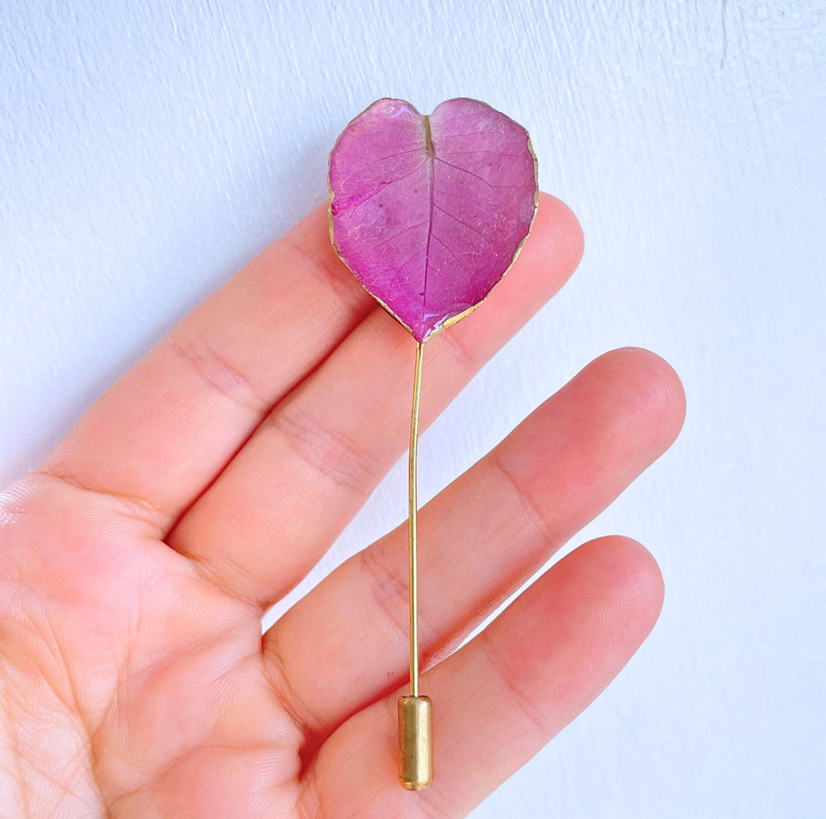 Real Pink Leaf Brooch