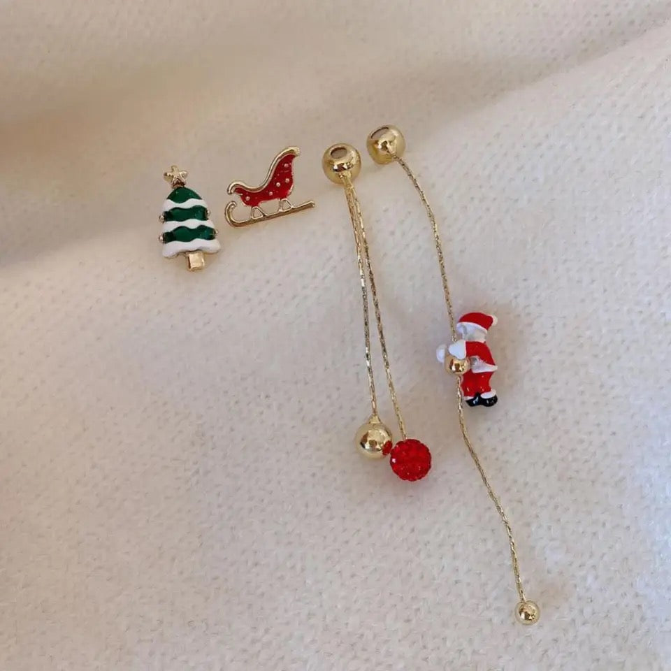 Santa and Christmas Tree Earrings
