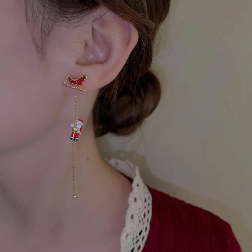 Santa and Christmas Tree Earrings
