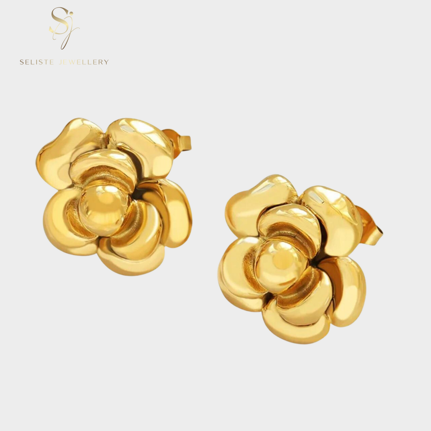 Gold Flower Stud Earrings