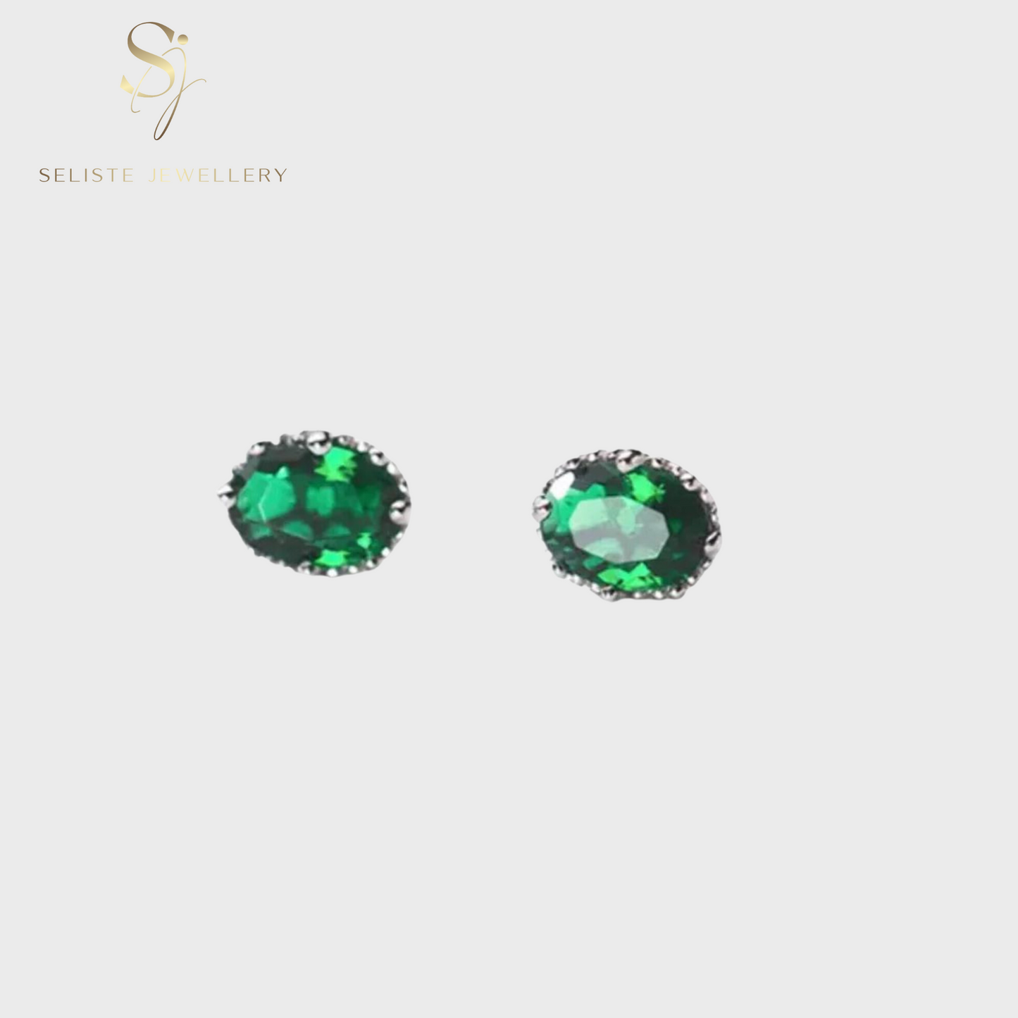 Emerald Oval Stud Earrings