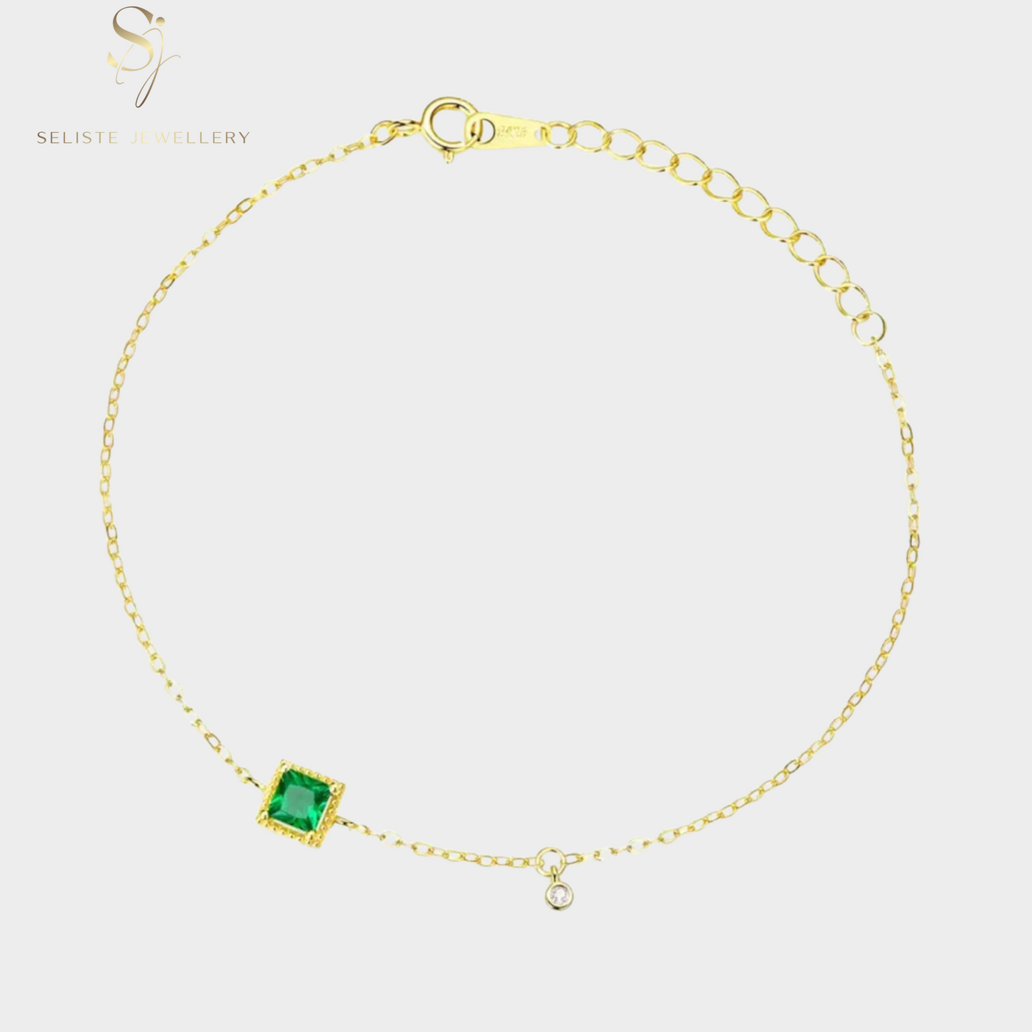 Emerald Square Charm Bracelet
