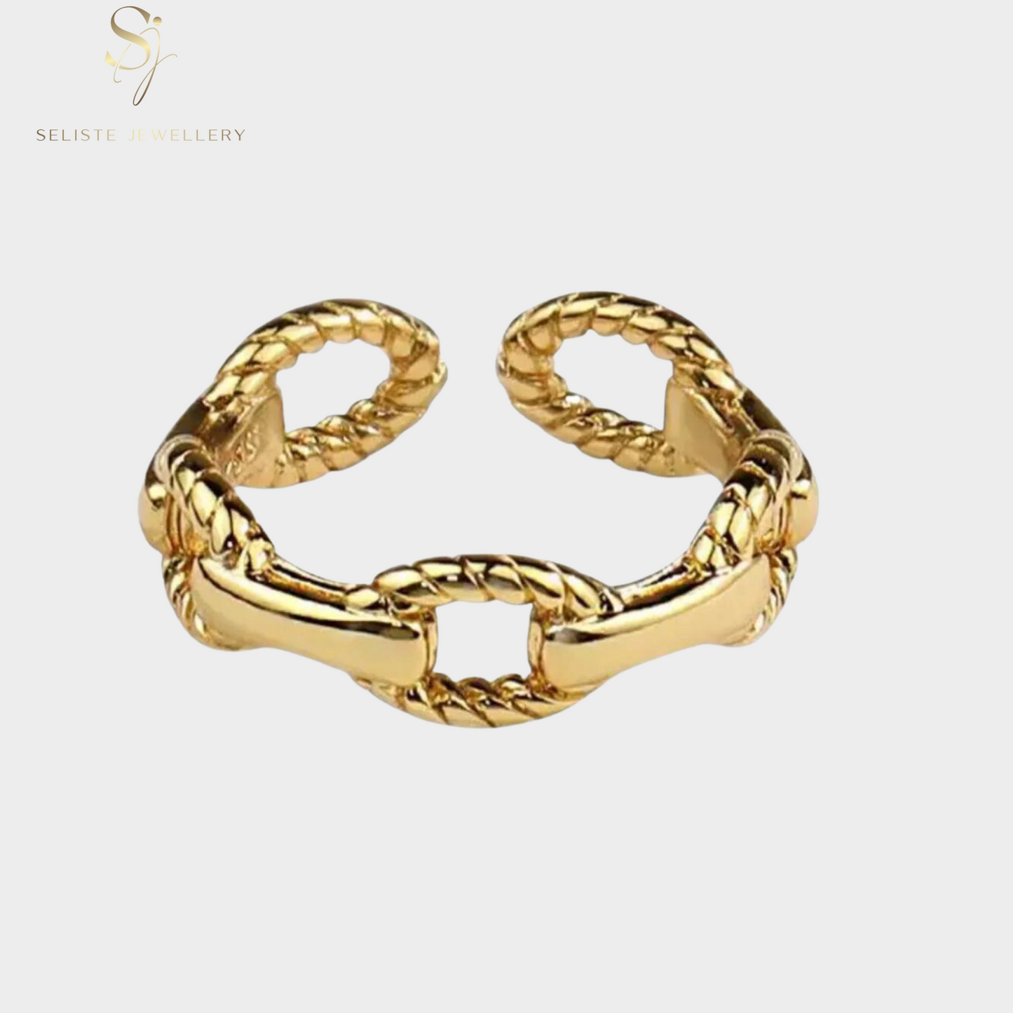 Link Chain Cuff Gold Ring