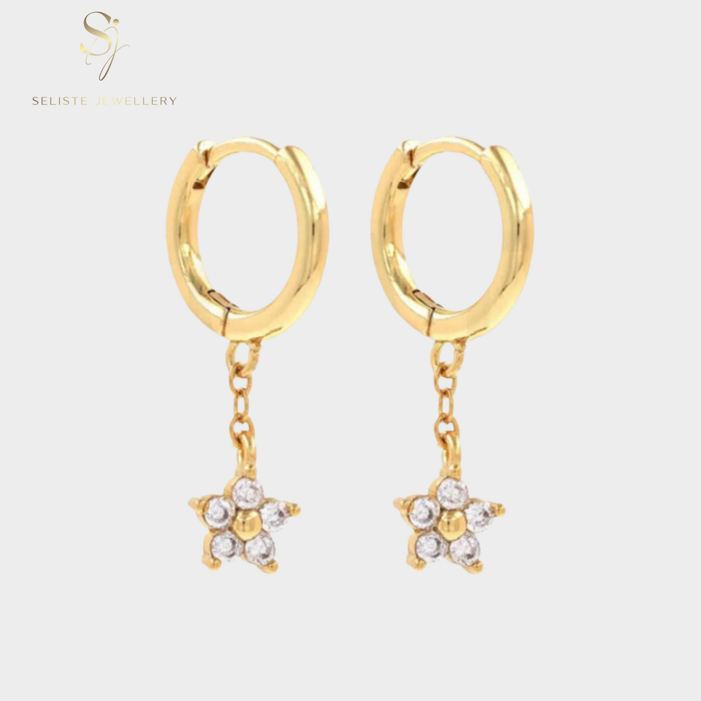 Tiny Flower Charm Huggie Earrings