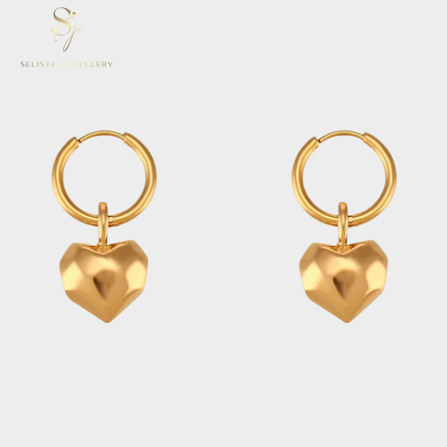 Irregular Heart Charm Hoop Earrings