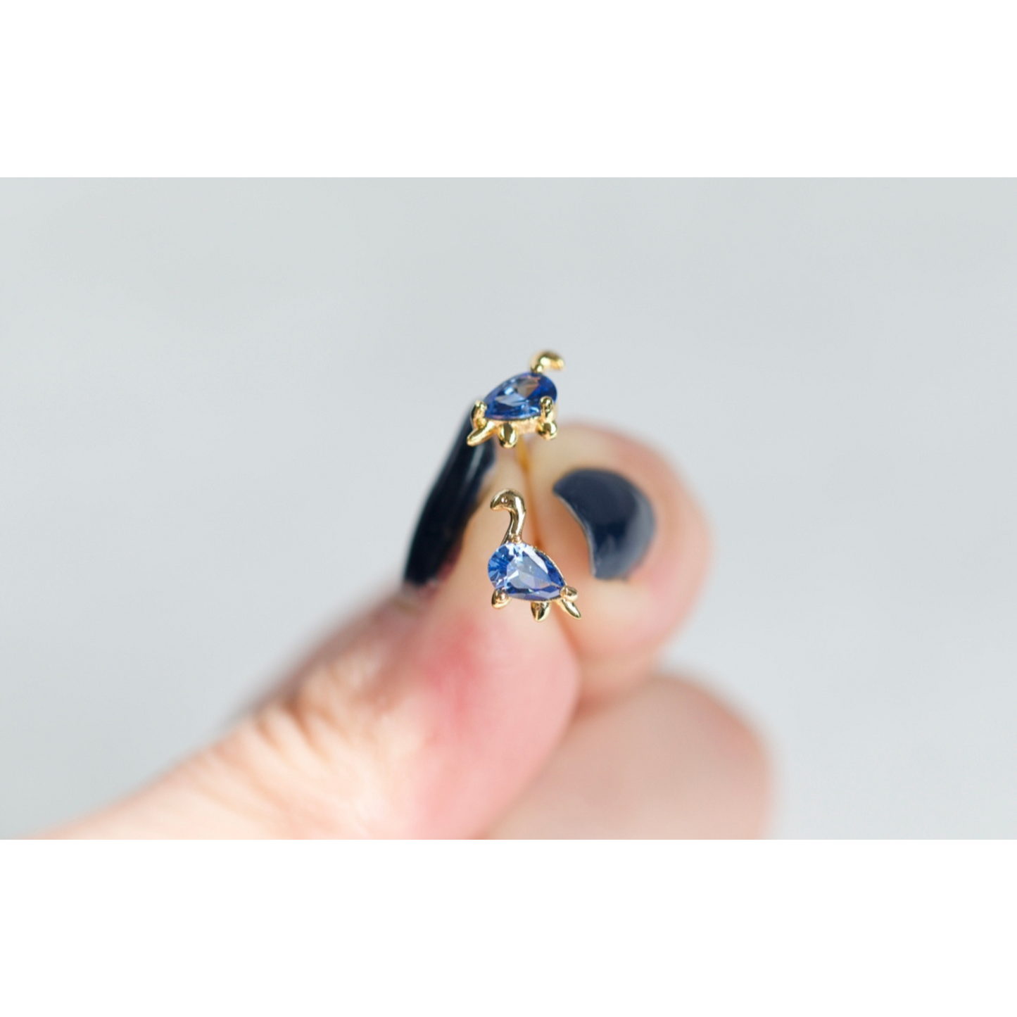 Tiny Blue Diplodocus Earrings