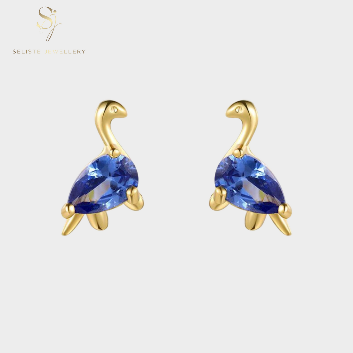 Tiny Blue Diplodocus Earrings