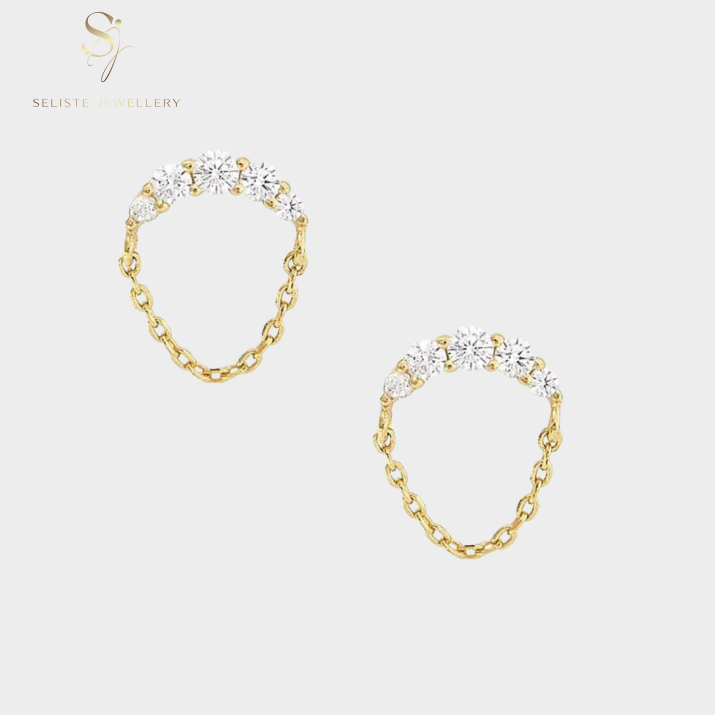 Crystal Chain Dangle Stud Earrings
