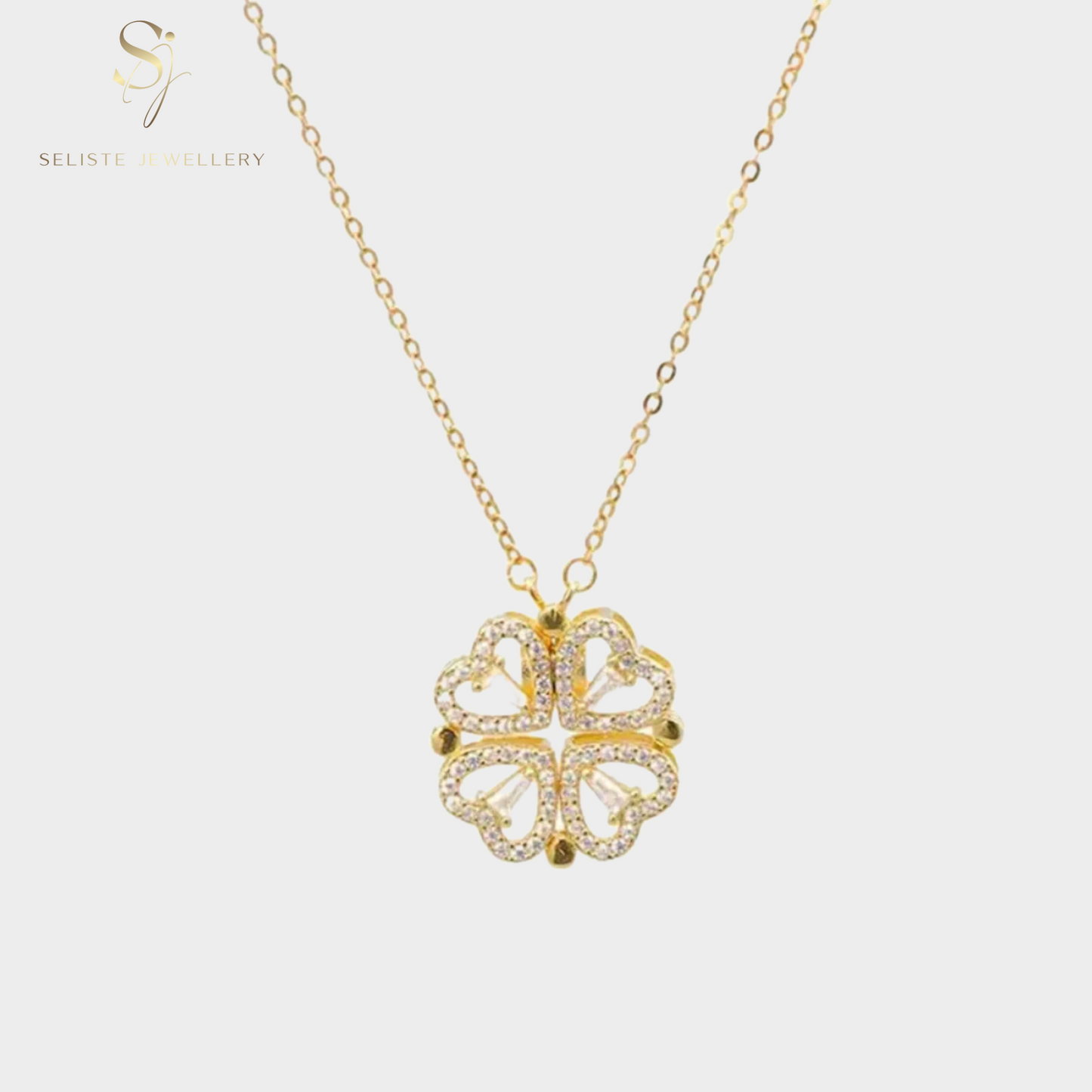 Clover Heart Magnetic Charm Necklace