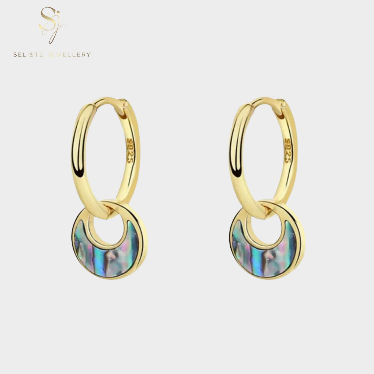 Abalone Shell Charm Hoop Earrings