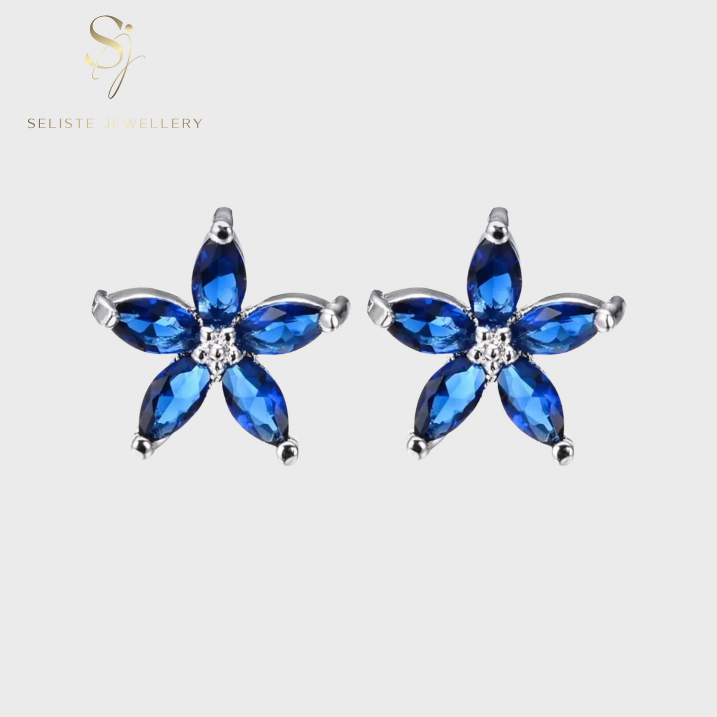 Blue Flower Stud Earrings