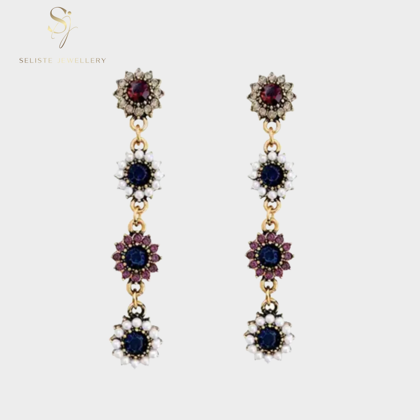 Sunflower Pearls Dangling Earrings