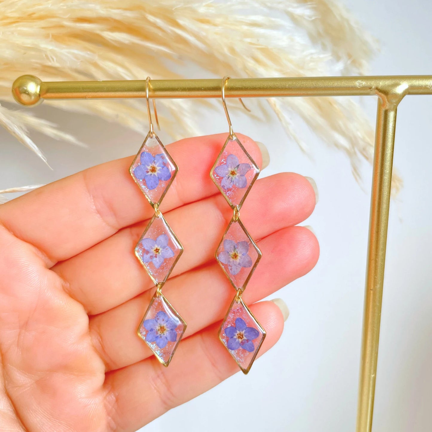 Forget Me Not Blossom Dangling Earrings