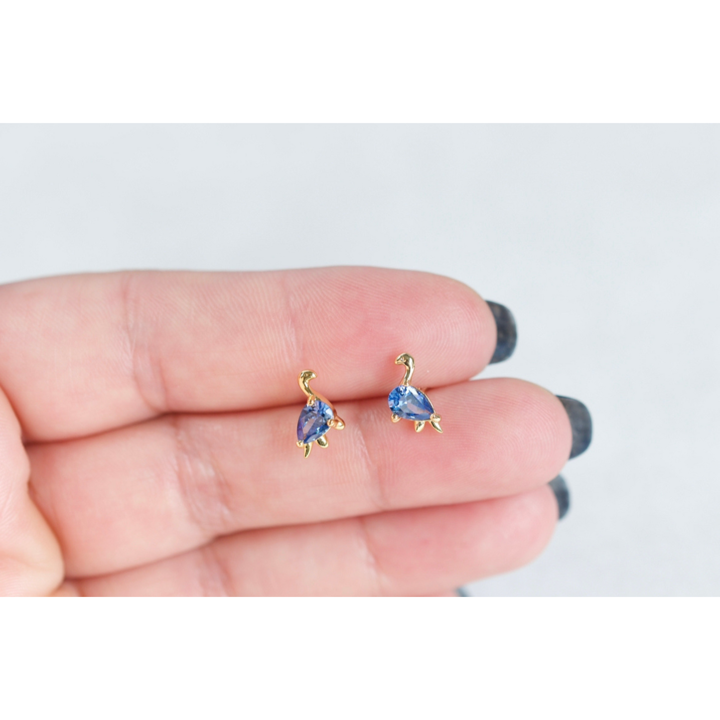 Tiny Blue Diplodocus Earrings