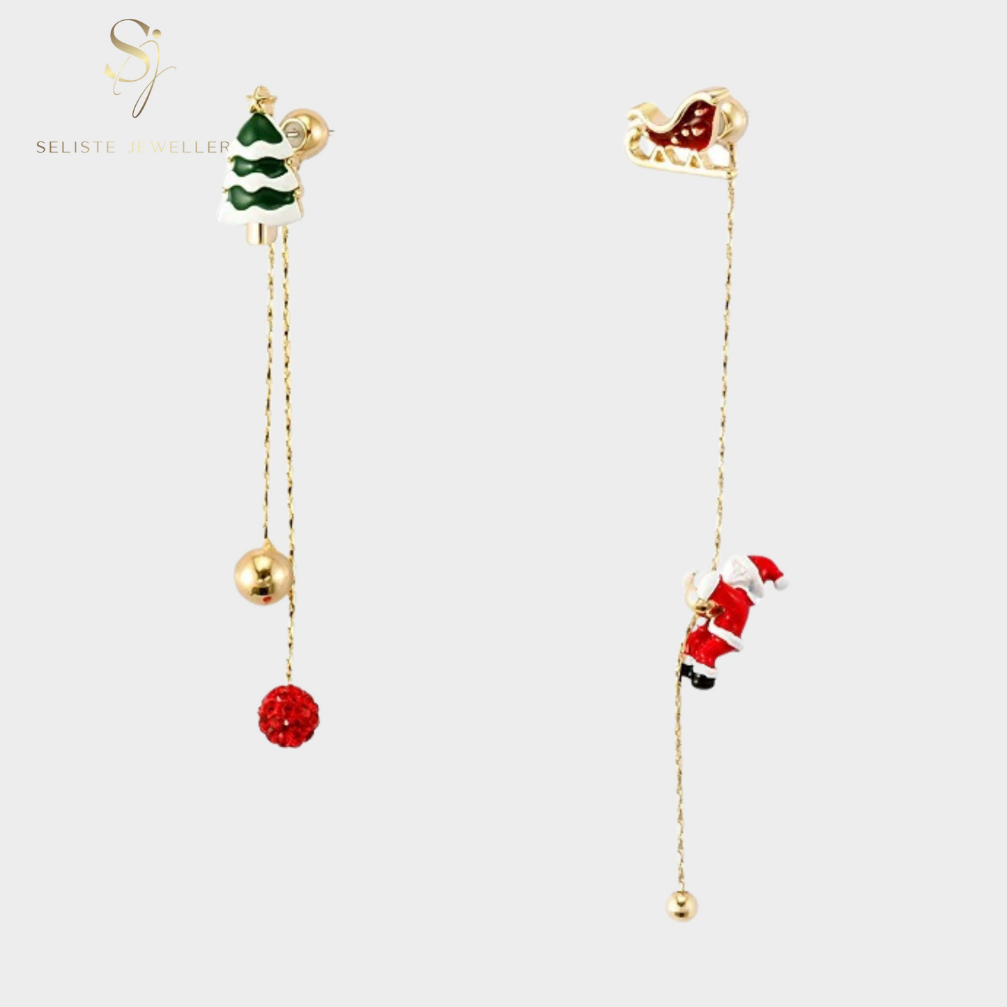 Santa and Christmas Tree Earrings
