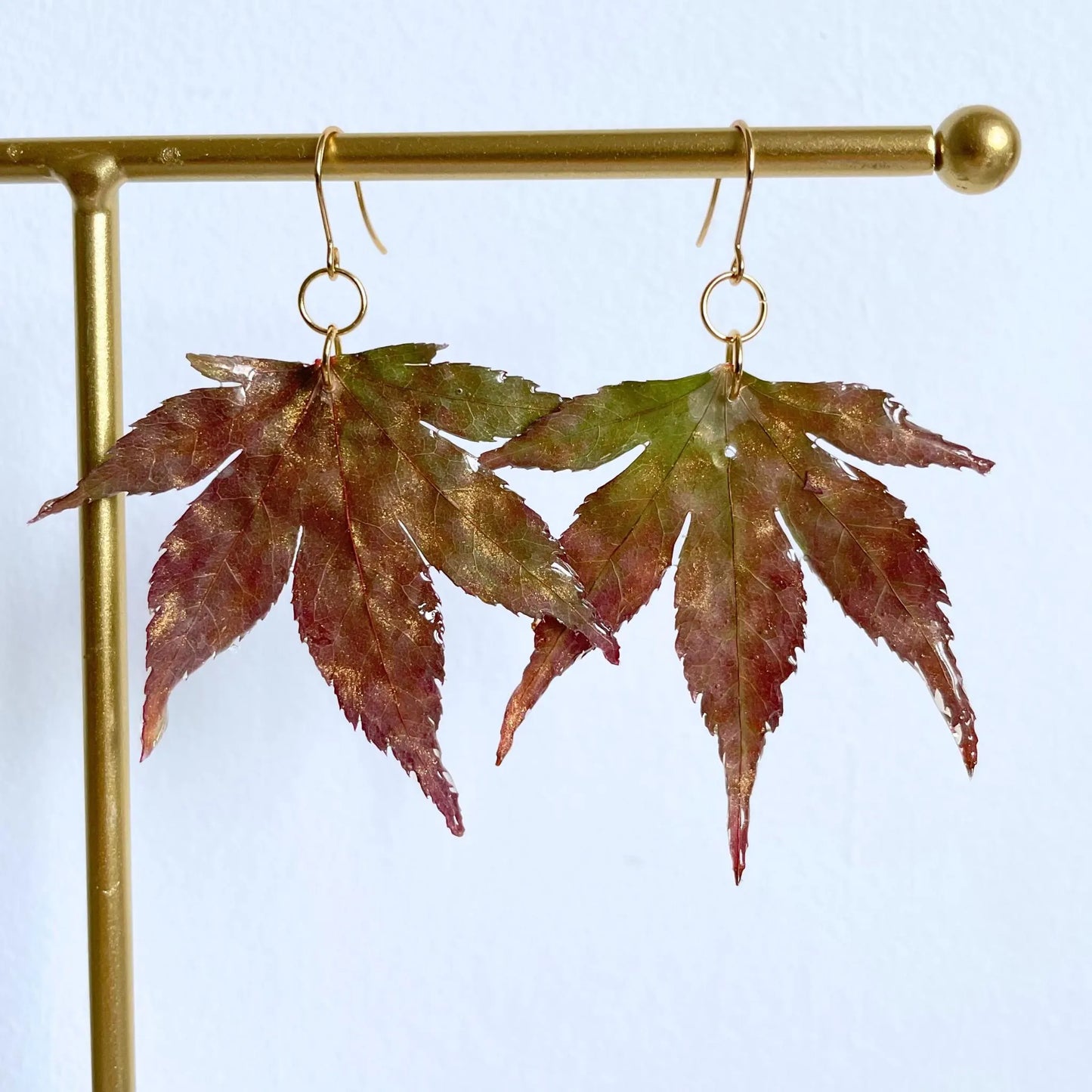 Real Large Maple Leaf Drop Earrings