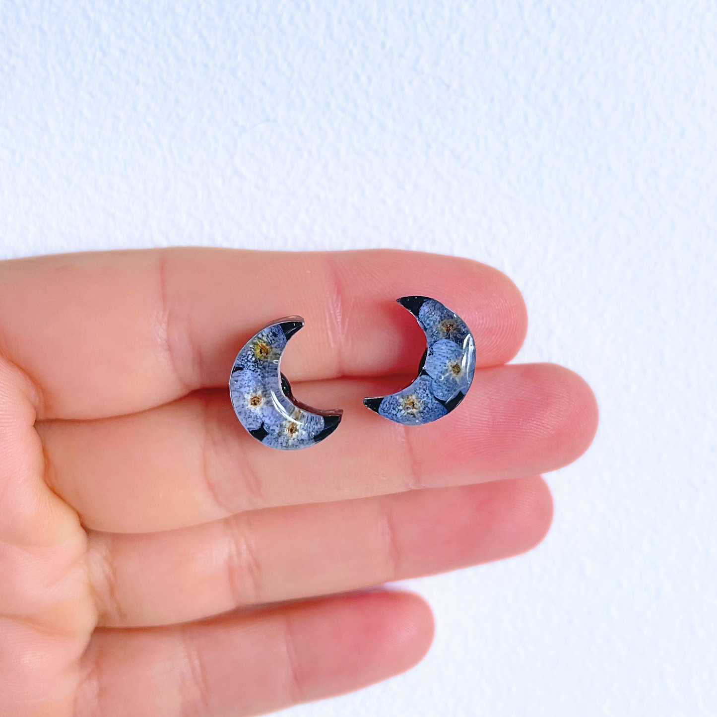 Forget Me Not Dark Moon Earrings
